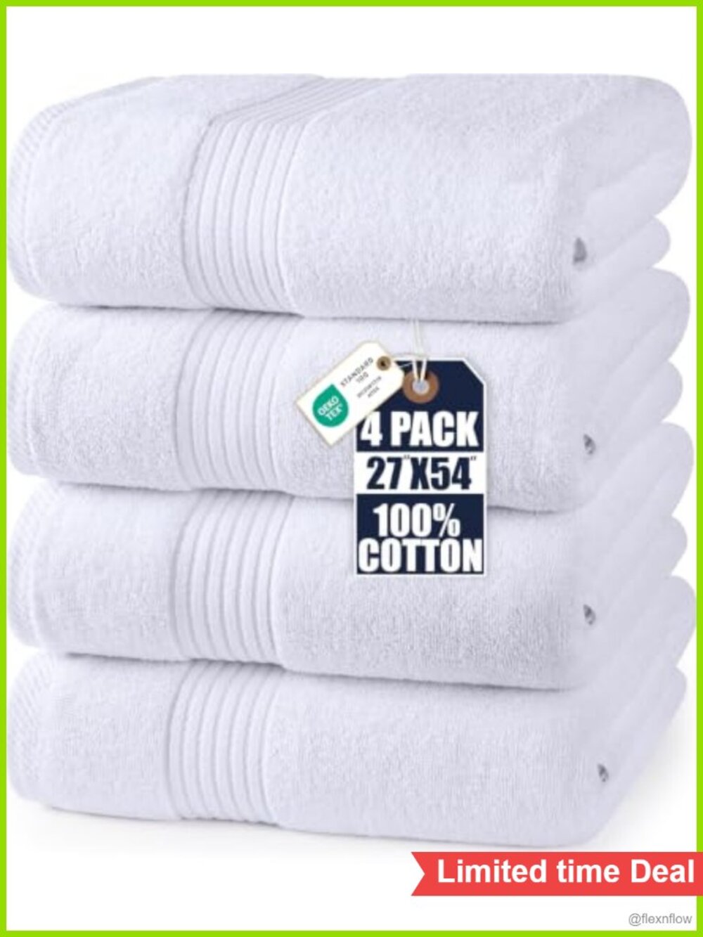 Luxury 4-Pc Bath Towel Set 27x54 Ring Spun Cotton Soft Absorbent